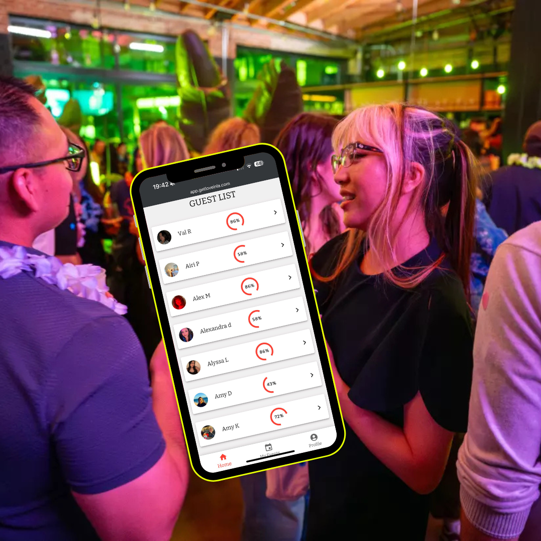 A social mixer with attendees mingling